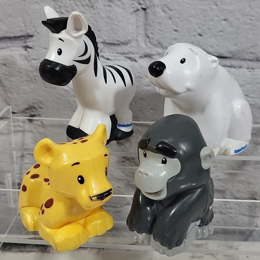Fisher Price‎ Little People Wild Animals Lot of 4 Zebra Gorilla Tiger Polar Bear